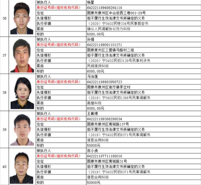 最高欠款329余万元！宁夏两法院公布失信被执行人名单（最新发布）