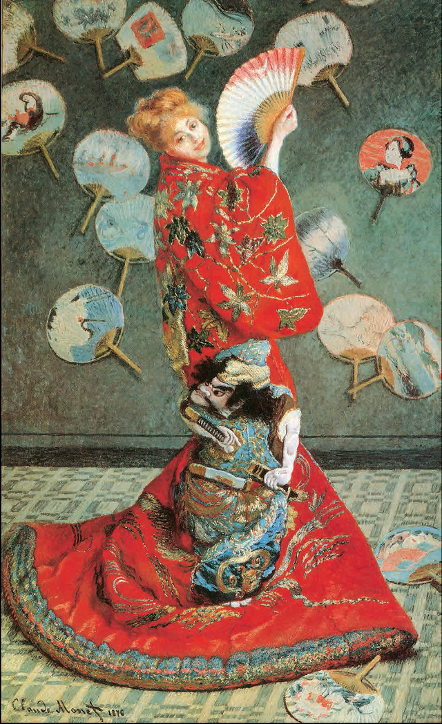 《日本人(着日本和服的卡美伊 莫奈 布面油画 231.8cm×142.