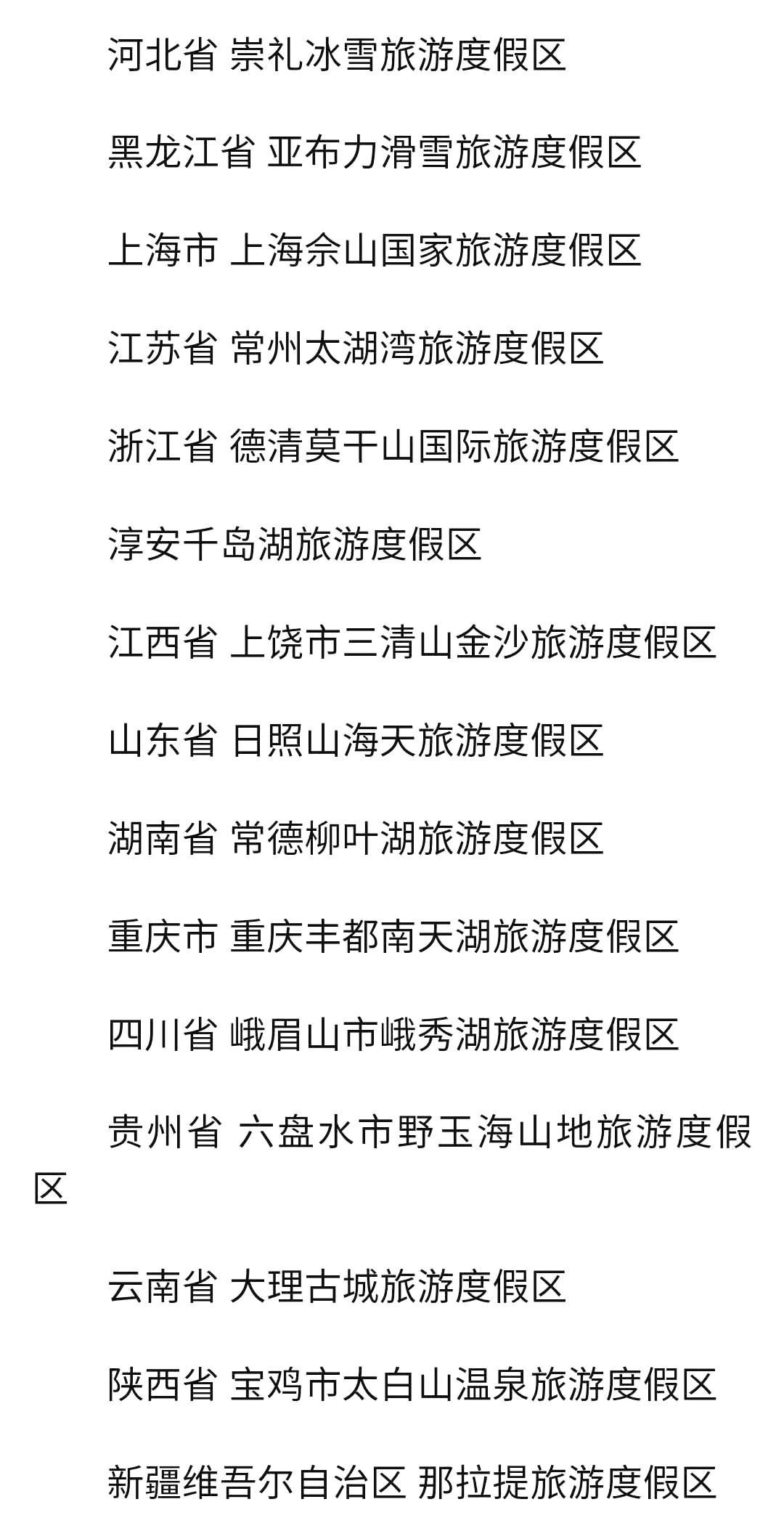 11月30日,文化和旅游部发布关于国家级旅游度假区名单的公示,15个国家