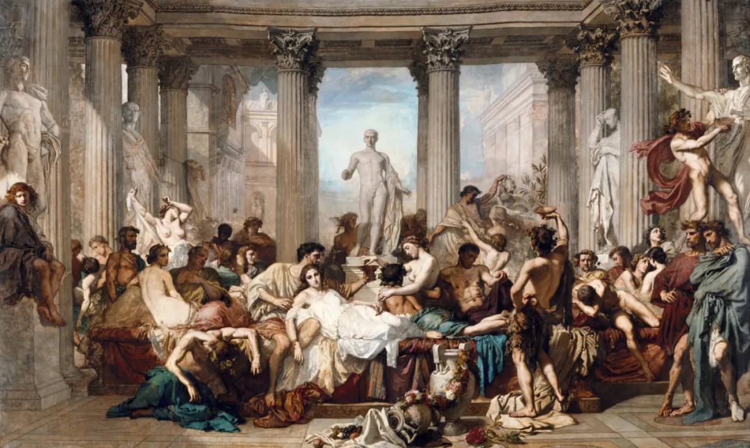 油画《罗马人的堕落》(1847) 法国学院派画家托马·库蒂尔 作 现藏