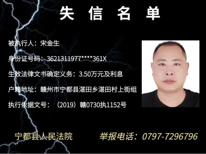 会昌县失信被执行人名单信息全南发布悬赏公告找到这18人有赏金以上这