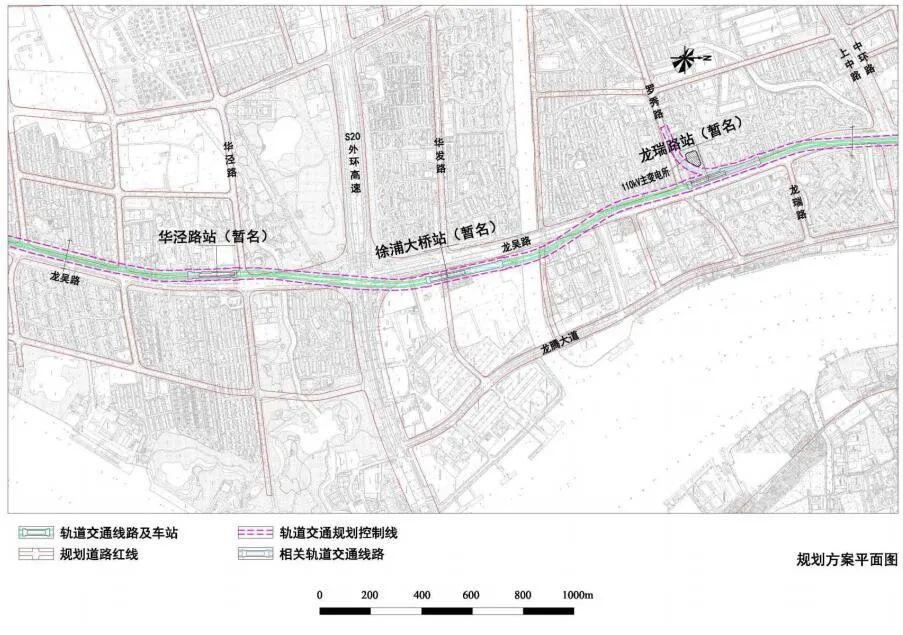 主要沿东川路—龙吴路—天钥桥路等道路走行至上海体育场站;设置22座