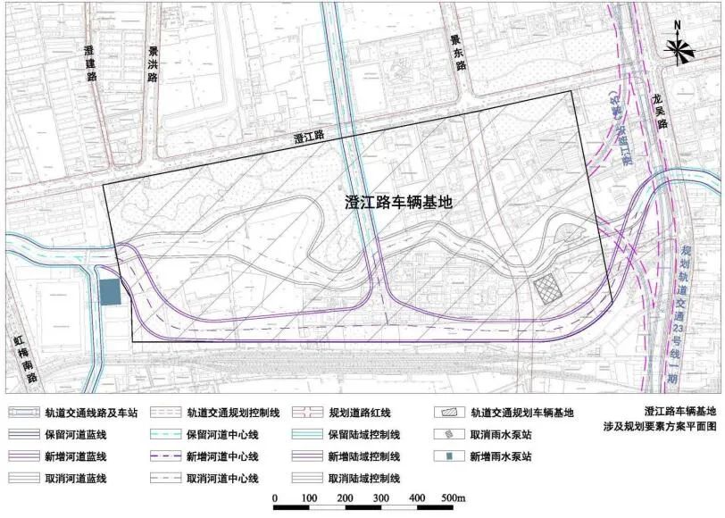 线路设置一处车辆基地,为澄江路车辆基地,位于龙吴路以西,澄江路以南