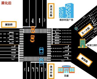 张家口主城区这个路口交通重新渠化!即将投入