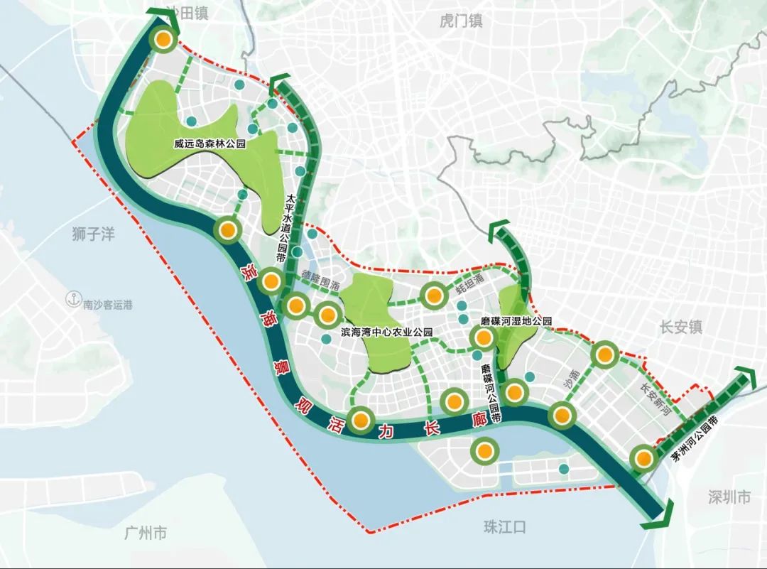 新区"一廊三绿心三水系"生态空间格局示意图 东宝公园组图 ▼