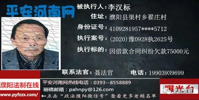 名单·清丰县》公布:现将《濮阳法院公布第一百七十七批失信被执行人