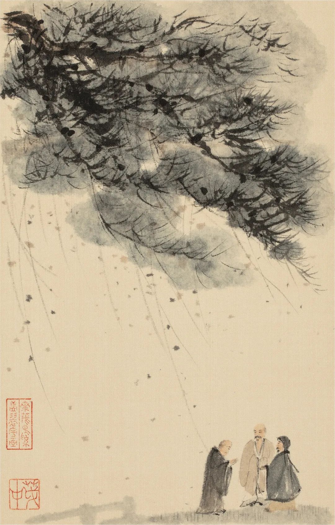 叶茂中,虎溪三笑,绢本设色,25×16cm,2019