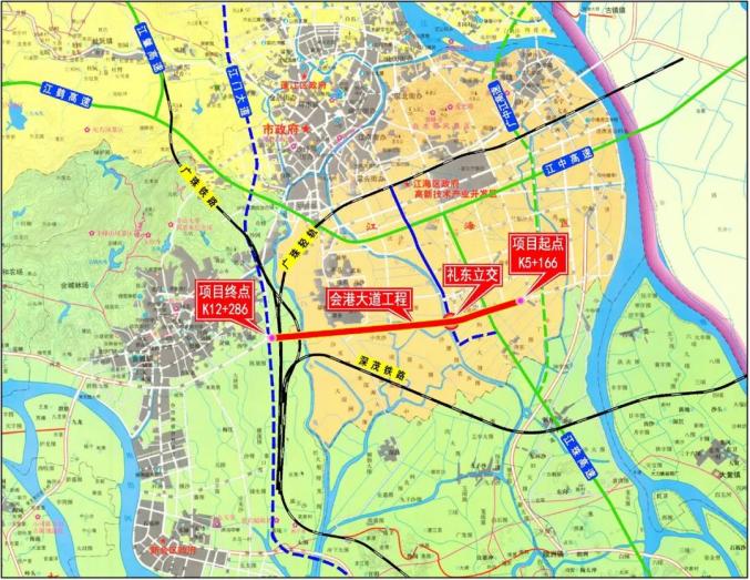 这一道路的规划出炉与江门大道相交终点对接东甲立交