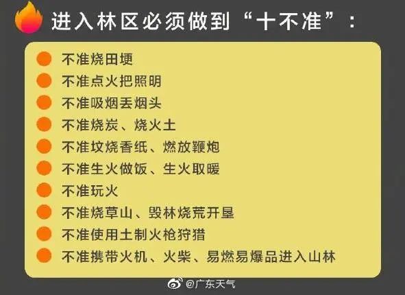 请牢记森林防火"十不准,天干物燥,已连续生效长达47天,其中阳江森林