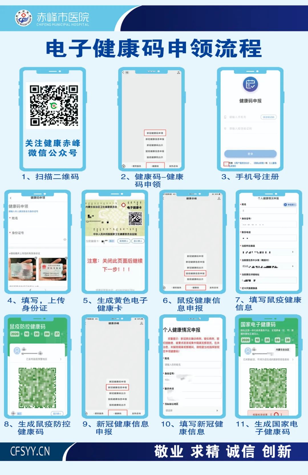 关注微信"健康赤峰"公众号,下载"健康赤峰"app或者蒙速办app提前如实