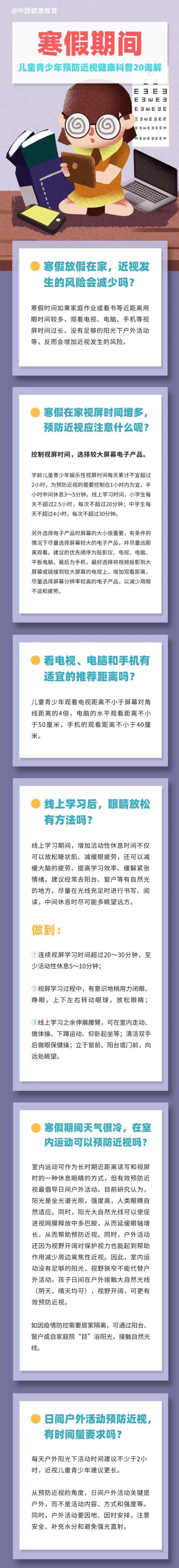 健康科普寒假期间儿童青少年预防近视健康科普20询解