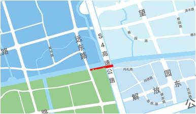 园路,高速公路桥下空间人行栈桥,空中步道,包含浦南运河北岸s4引桥下