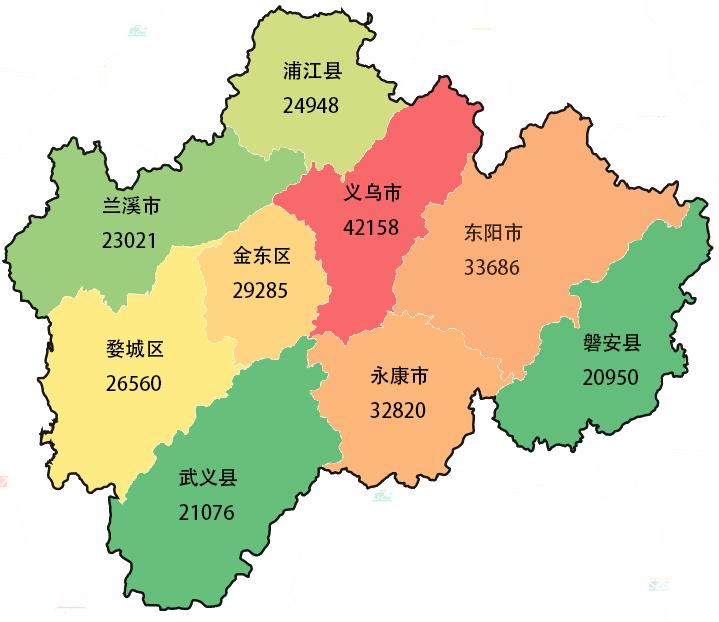数说金华⑨|2020年金华居民人均可支配收入地图来了!