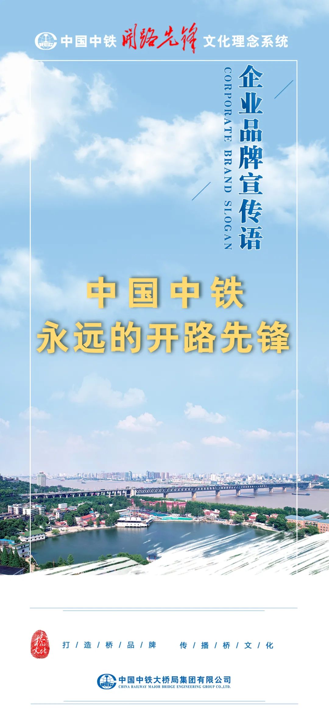 中铁大桥局推出中国中铁开路先锋文化理念宣传海报