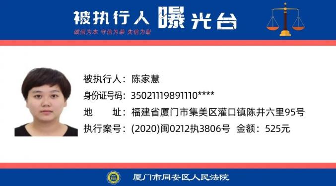 曝光！福建多地最新发布失信被执行人！（最新发布）