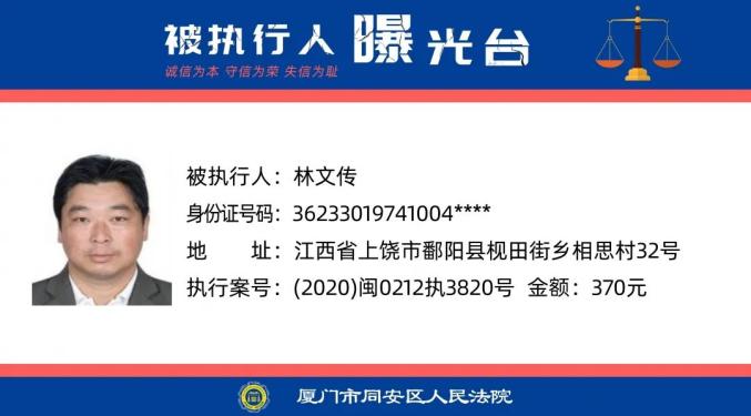 曝光！福建多地最新发布失信被执行人！（最新发布）