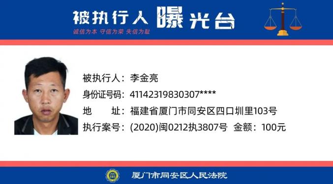 曝光！福建多地最新发布失信被执行人！（最新发布）