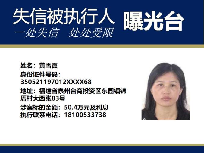 曝光！福建多地最新发布失信被执行人！（最新发布）