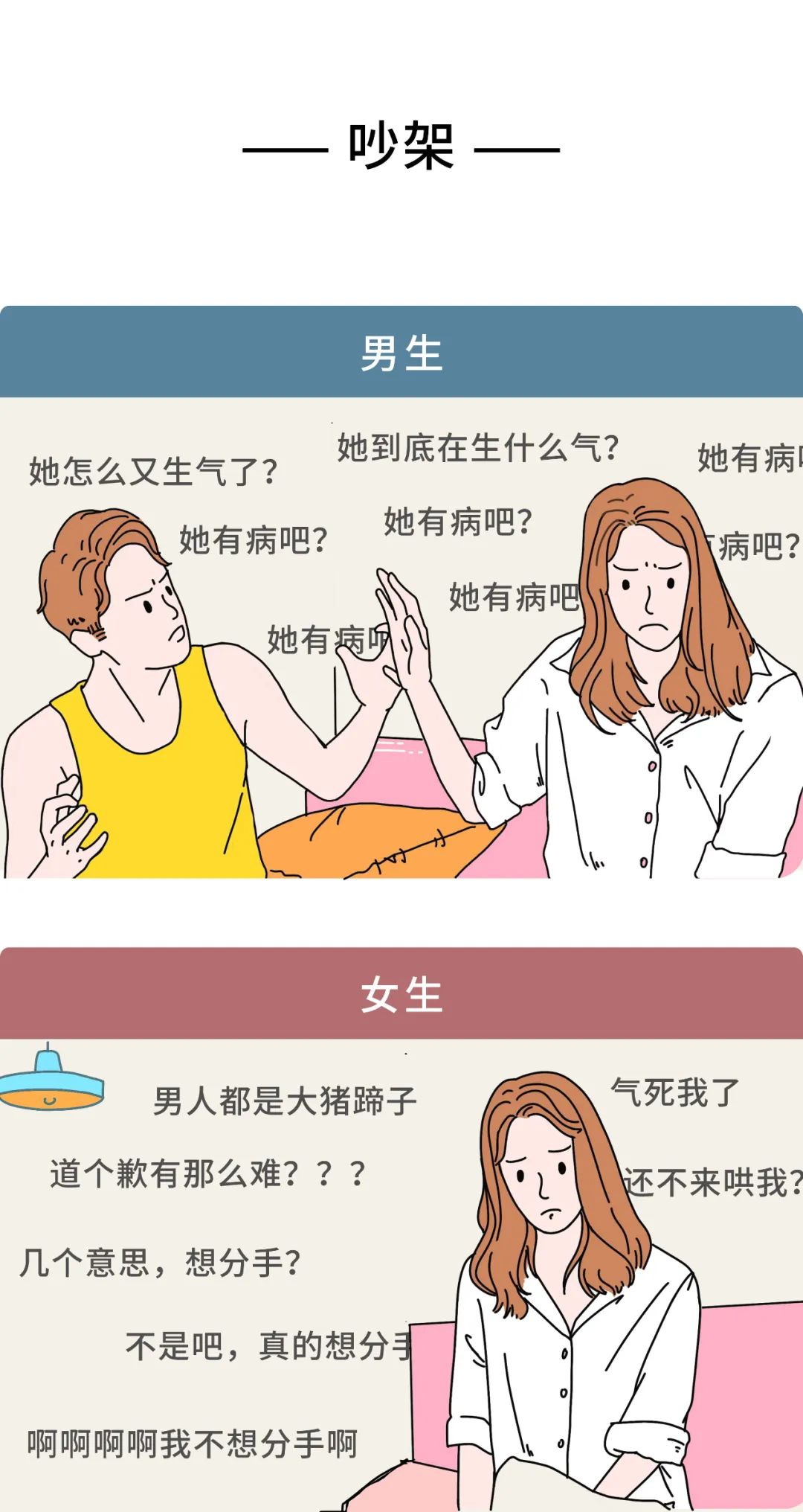 男女生的差异:男生直男行为,女生无理取闹?