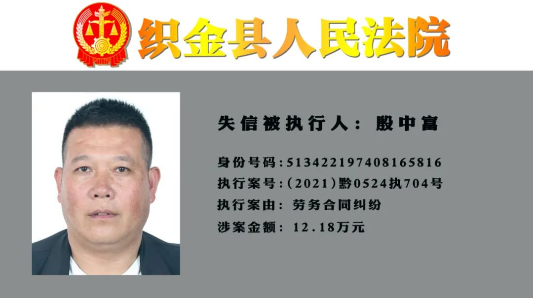 织金法院最新一批失信被执行人名单曝光快转发提醒身边的人