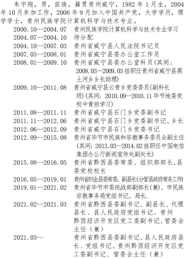 朱宇翔当选黔西县人民政府县长