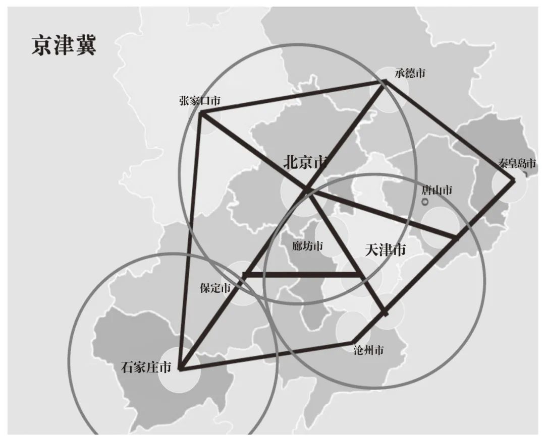 京津冀城市群有三个都市圈,即北京都市圈,天津都市圈和石家庄都市圈.