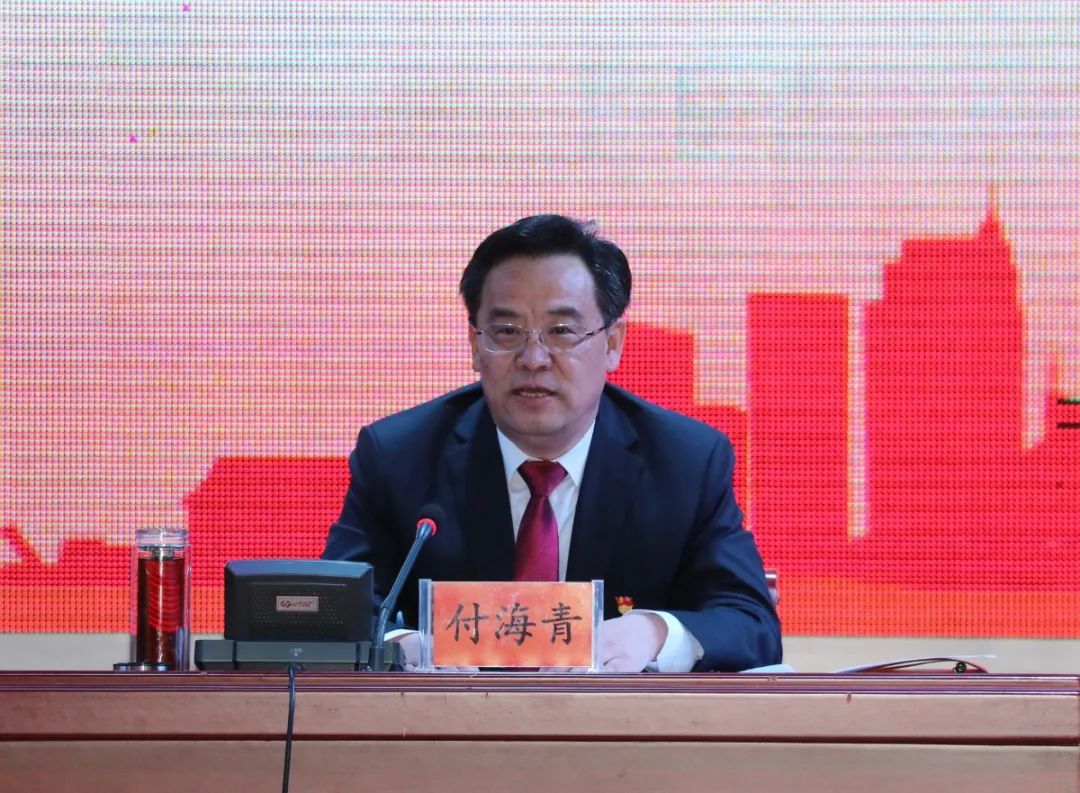 县委副书记,政法委书记李献主持会议,县委书记付海青同志作了《刀刃向