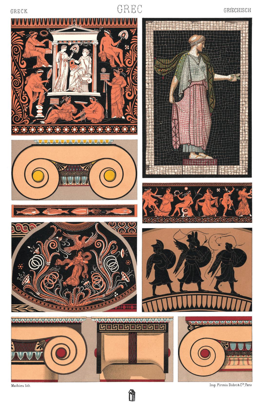 古希腊艺术·巅峰时期的常见装饰,彩色及单色装饰▲中国艺术·刺绣