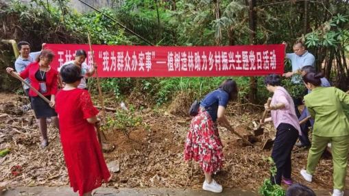 玉林女性 会后,市妇联,女企业家联谊会和高峰村全体党员干部前往植树