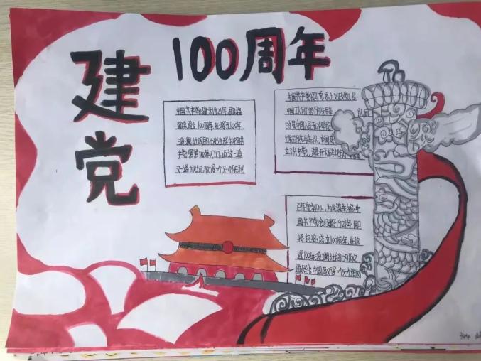 献礼100周年手抄报,献礼建团100周年手抄报 未成年人思想道德建设赞皇一中组织开展献礼建党100周年手抄报大赛