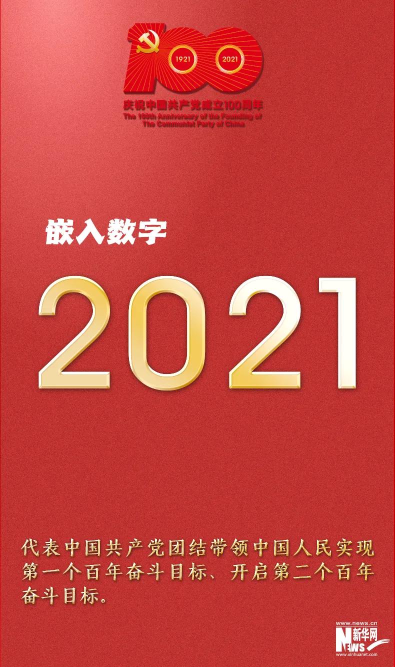 数字2021,代表中国共产党团结带领中国人民实现第一个百年奋斗目标