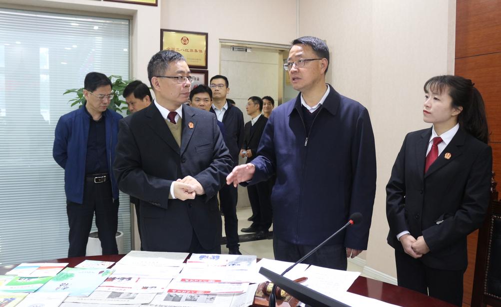 马鞍山市委常委政法委书记副市长杨善斌一行莅临雨山法院督导教育整顿