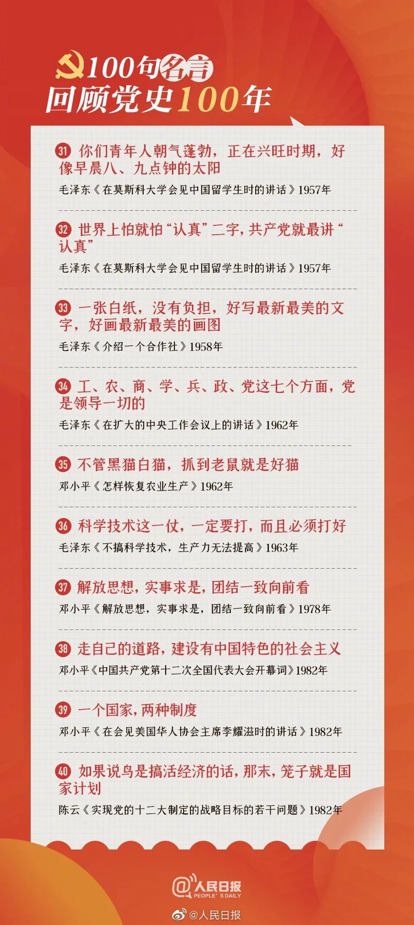 党史学习教育 | 100句名言回顾党史100年