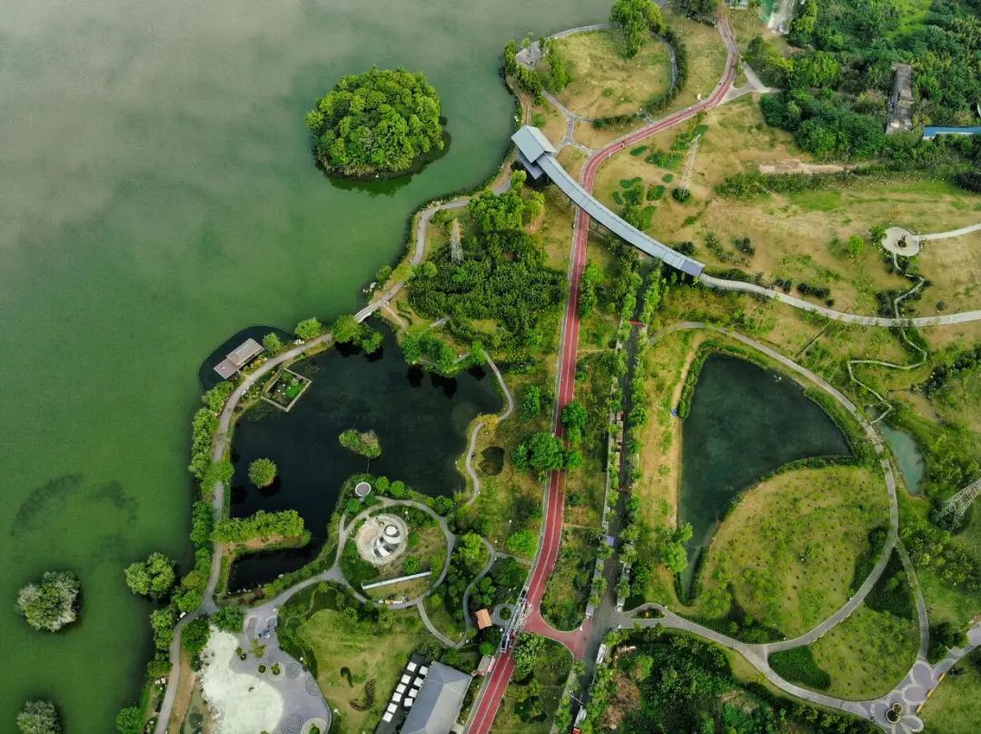 成都发布 北湖生态公园位于成华区龙潭街道,总面积约1198亩,公园共分