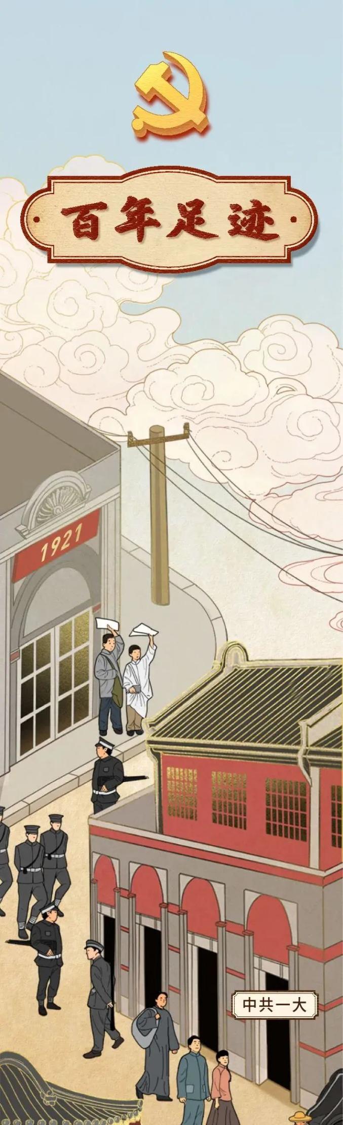 【学党史·悟初心】1921→2021 "百年足迹"漫画_政务