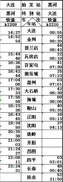 最新74黑河铁路列车时刻表出炉5月31日零时起实行↘