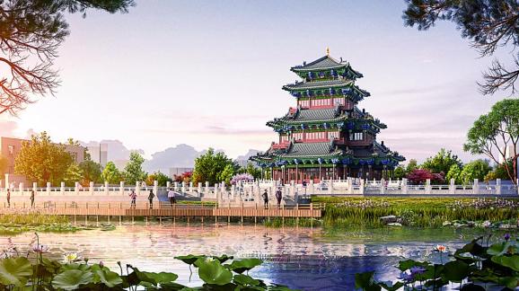 我的沧州我的城南川楼朗吟楼双双开建三大名楼成沧州文化新地标