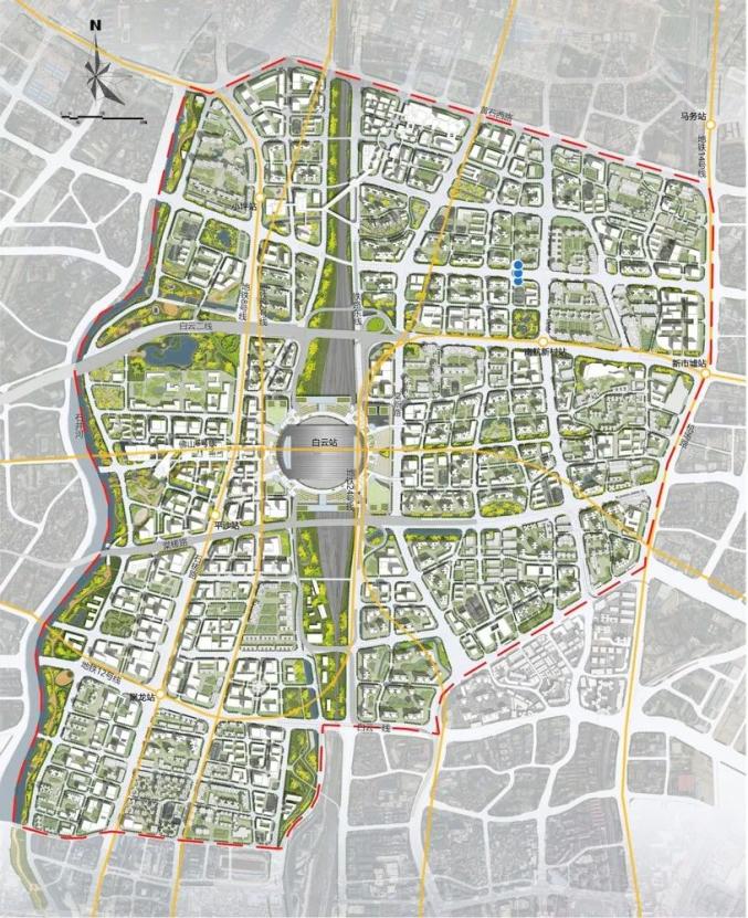 广州白云发布 此外,片区在建筑设计方面,与白云站相邻两侧的建筑,限高