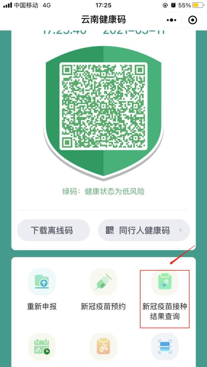 第四步:完成接种后可在"云南健康码"查阅接种信息.