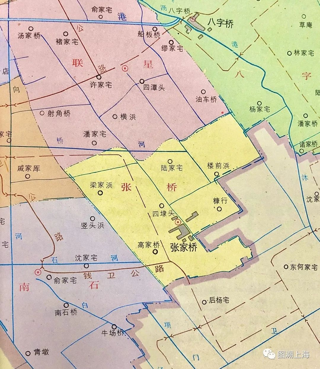 叙说地图图说金山地名张桥村