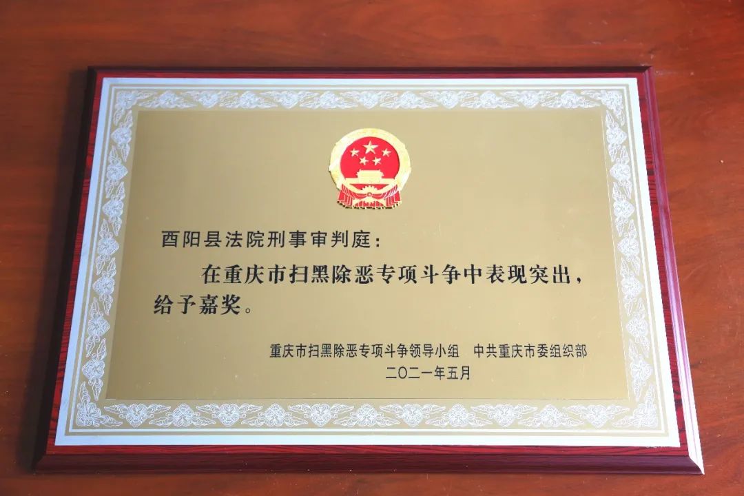 喜报|酉阳县人民法院扫黑除恶专项斗争工作获表彰