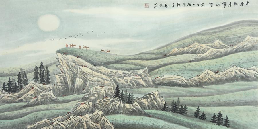 庆祝建党100周年大美无言杨宗茂国画作品