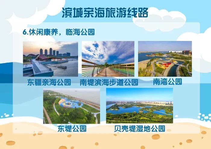 中新天津生态城南湾公园,东堤公园,南堤滨海步道公园,贝壳堤湿地公园