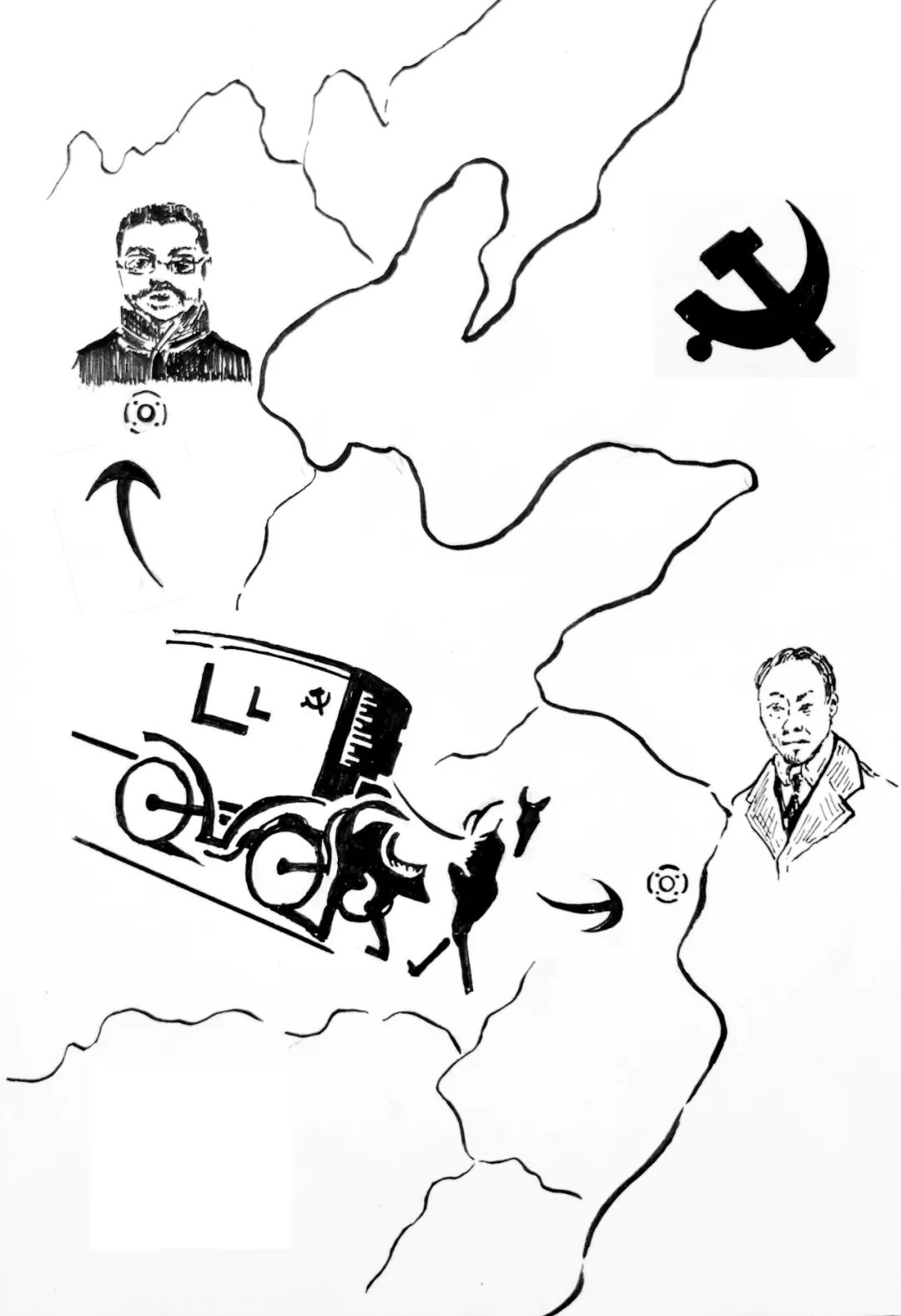 着迷于中国共产党的历史 利用自己专业特长 将党史故事画成钢笔画 和