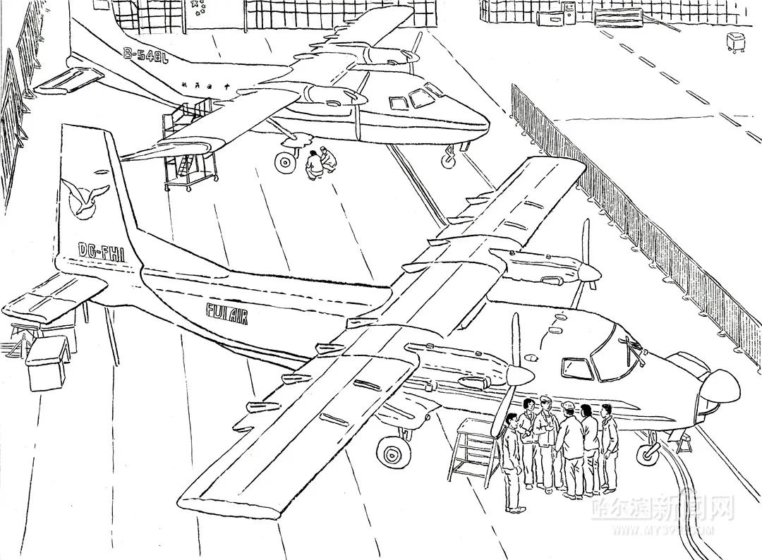 1982年7月4日11时20分,一架双发上单翼机身标注"y-12"的轻型飞机,迎着