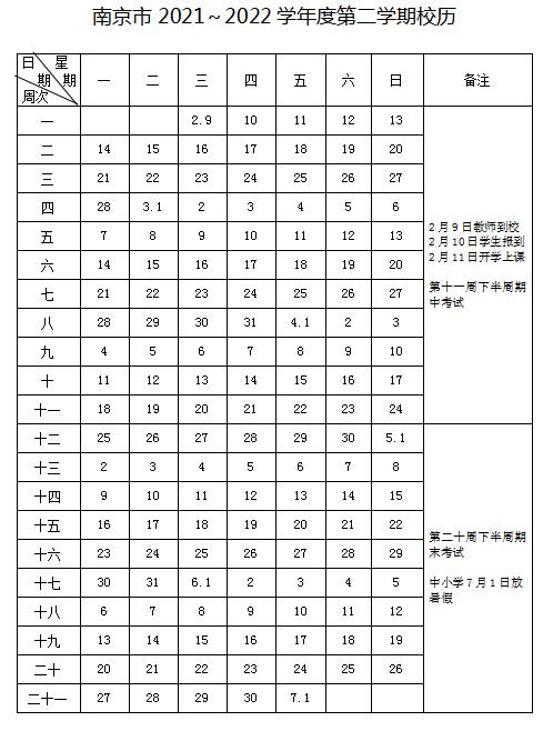 最新南京校历来了!明年1月22日放寒假!