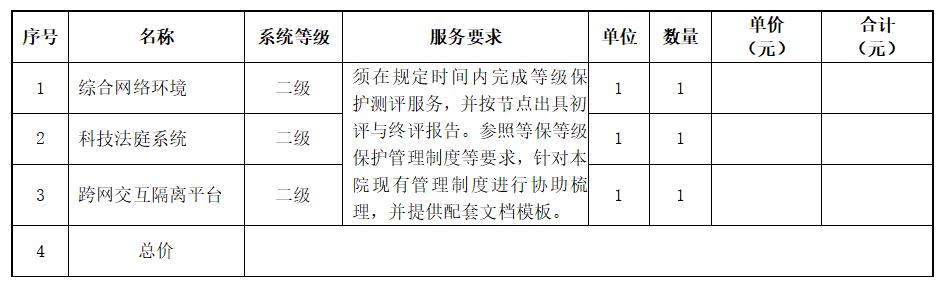 东台法院公开招标信息系统等级保护测评服务采购项目