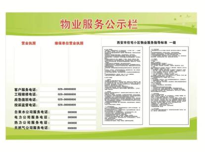 西安晚报 主要公示物业项目负责人相关信息,物业服务等级,收费等级