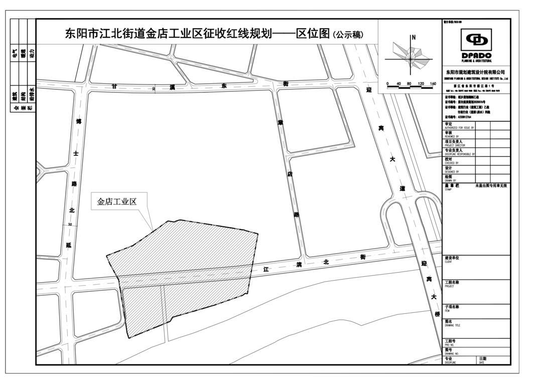 东阳市江北街道金店工业区征收红线规划公示公告