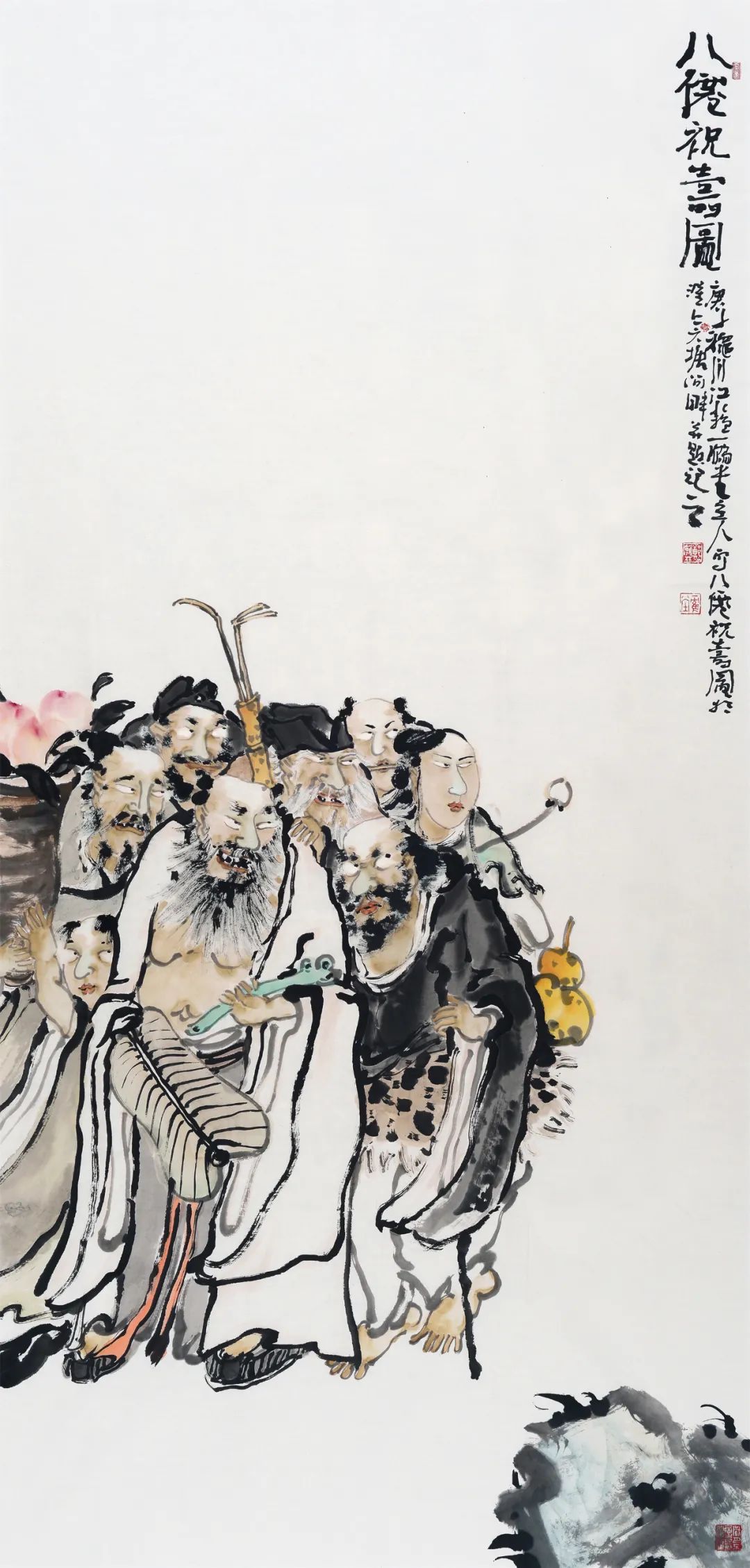 郑瀚林《八仙祝寿图》 纸本设色  136cm x 68cm 2020年